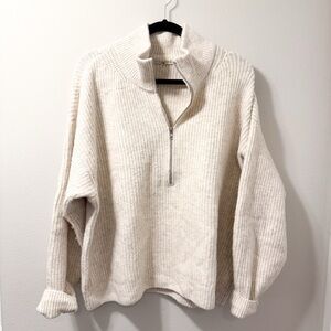 Cream Cowl Neck Chunky Knit Sweater